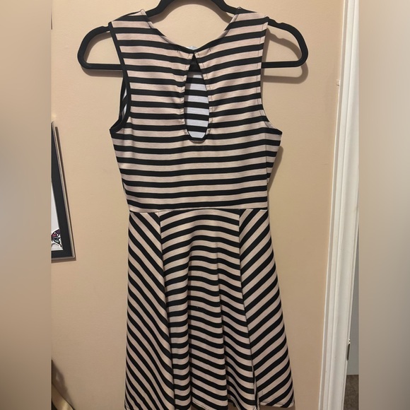 Striped Black and Tan Sleeveless Dress - Picture 3 of 3
